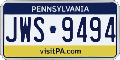 PA license plate JWS9494