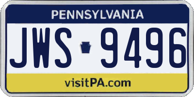 PA license plate JWS9496