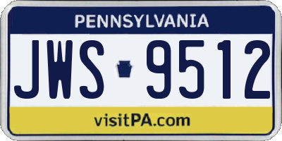 PA license plate JWS9512