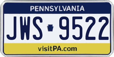 PA license plate JWS9522