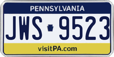 PA license plate JWS9523