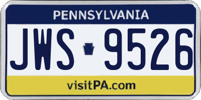 PA license plate JWS9526