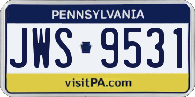 PA license plate JWS9531