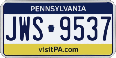 PA license plate JWS9537