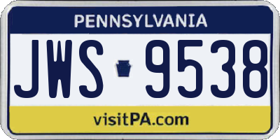 PA license plate JWS9538