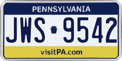 PA license plate JWS9542