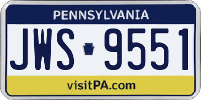 PA license plate JWS9551