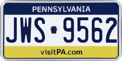 PA license plate JWS9562