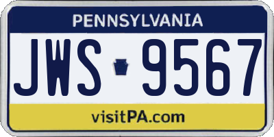 PA license plate JWS9567