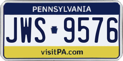PA license plate JWS9576