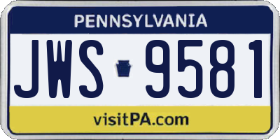 PA license plate JWS9581