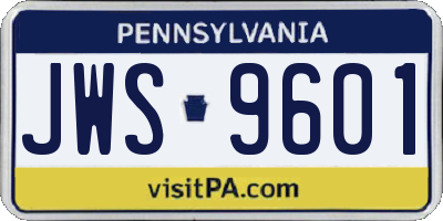 PA license plate JWS9601