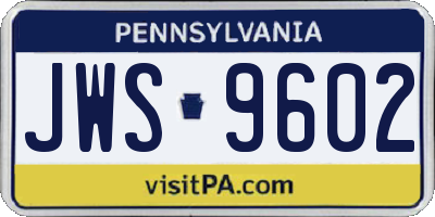 PA license plate JWS9602