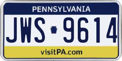 PA license plate JWS9614