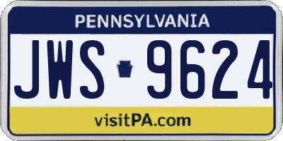 PA license plate JWS9624