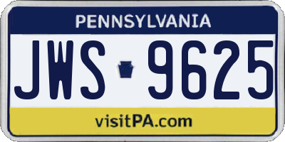 PA license plate JWS9625
