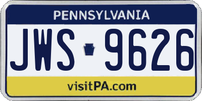 PA license plate JWS9626
