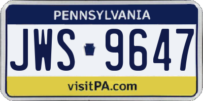 PA license plate JWS9647