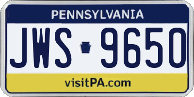 PA license plate JWS9650