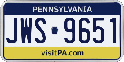 PA license plate JWS9651