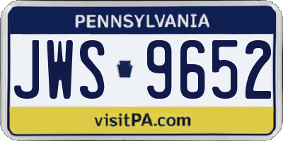 PA license plate JWS9652