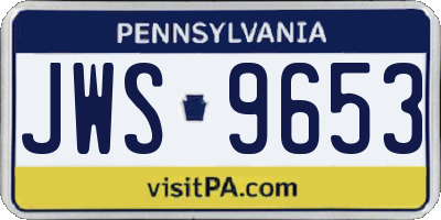 PA license plate JWS9653