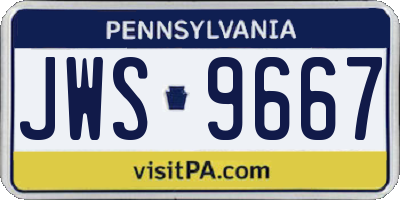PA license plate JWS9667
