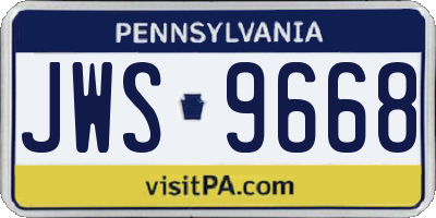 PA license plate JWS9668