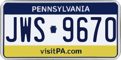 PA license plate JWS9670