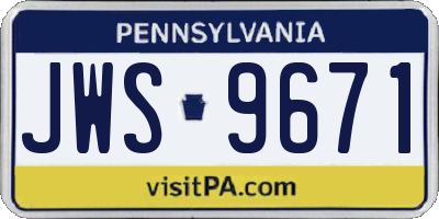 PA license plate JWS9671