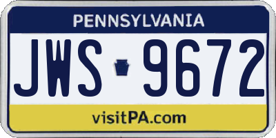 PA license plate JWS9672