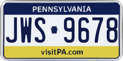 PA license plate JWS9678