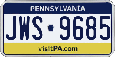 PA license plate JWS9685
