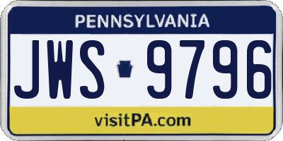 PA license plate JWS9796