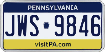 PA license plate JWS9846