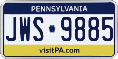 PA license plate JWS9885