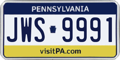 PA license plate JWS9991