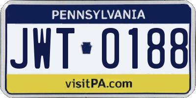 PA license plate JWT0188