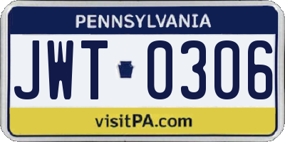 PA license plate JWT0306