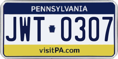 PA license plate JWT0307