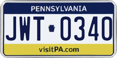 PA license plate JWT0340