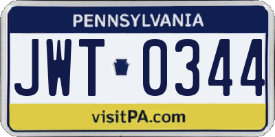 PA license plate JWT0344