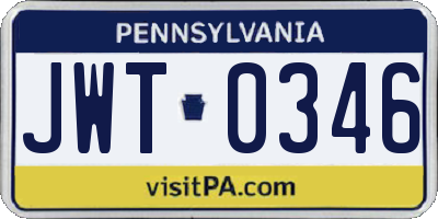PA license plate JWT0346