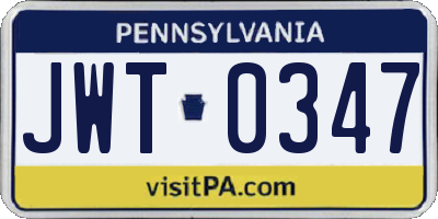PA license plate JWT0347