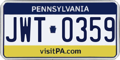PA license plate JWT0359