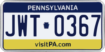 PA license plate JWT0367
