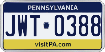 PA license plate JWT0388