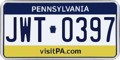 PA license plate JWT0397