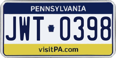 PA license plate JWT0398