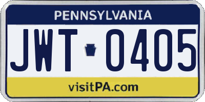 PA license plate JWT0405